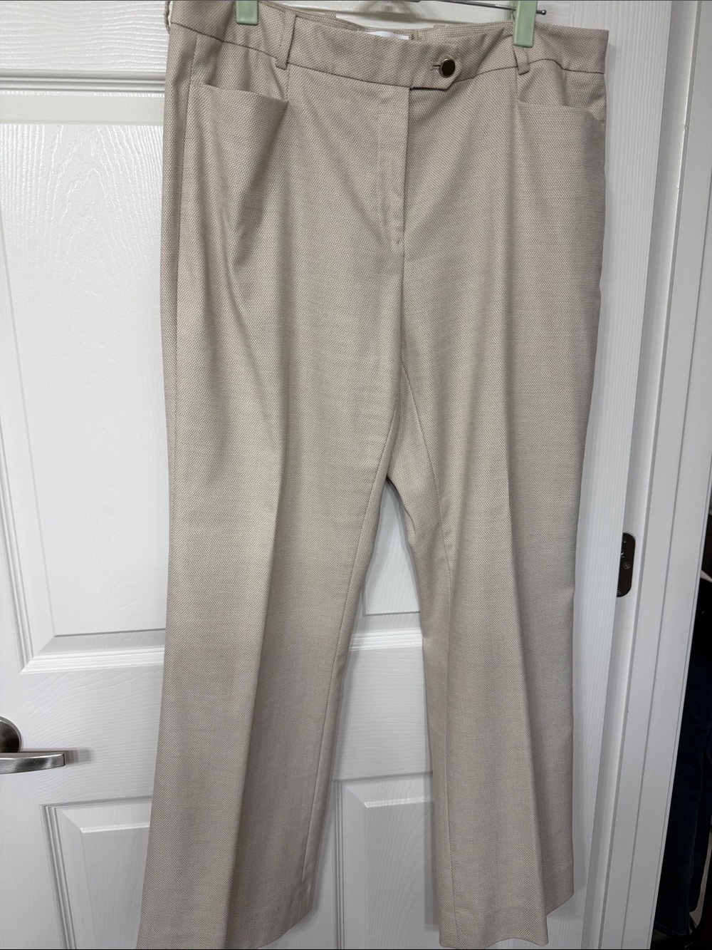 Calvin Klein Beige Straight-Leg Tailored Trousers